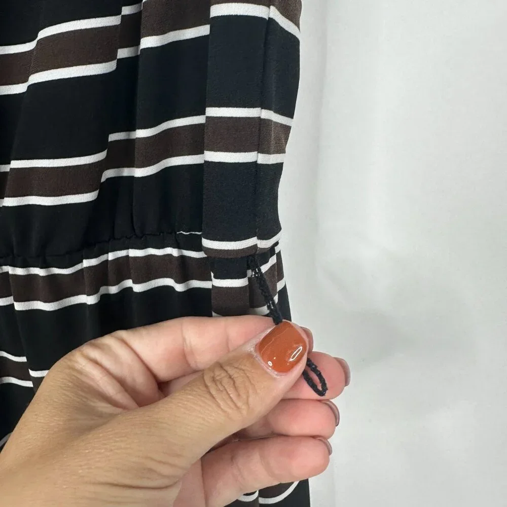 2/$30 White House Black Market Striped Blouson Sleeveless Midi Dress 6 #1545